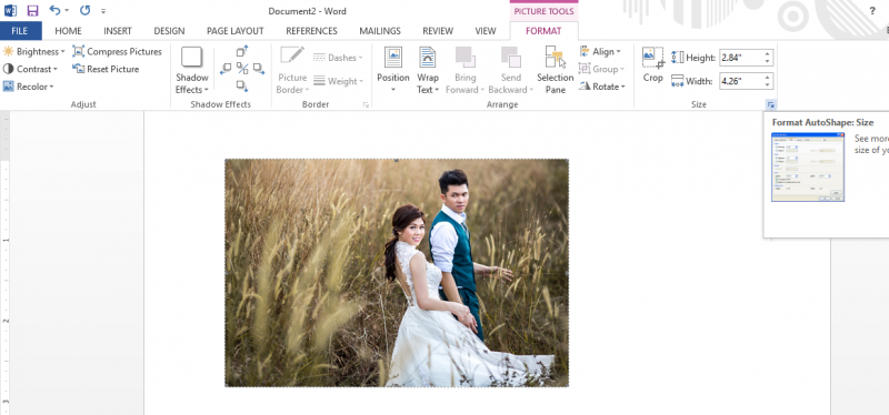 atur ukuran foto 4R di ms word